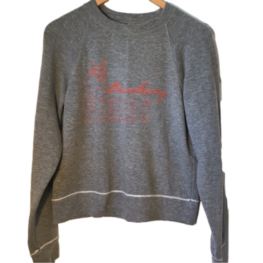 Free People Gray Sweatshirt with Pink Graphic